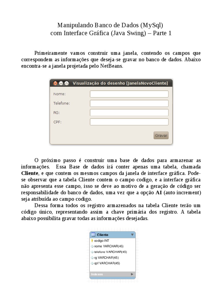 Conexão MySQL com Java Swing: Parte 1 | PDF | SQL | Bancos de dados