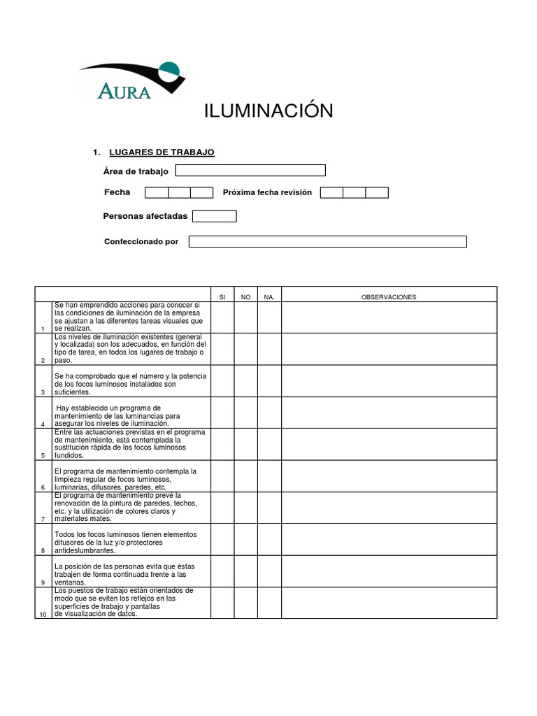 Check List Iluminacion PDF PDF