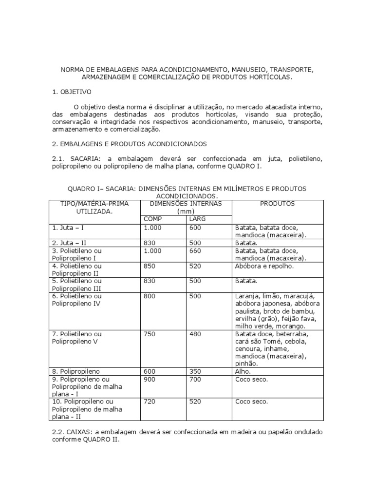NORMA Embalagem | PDF | Embalagem e rotulagem | Agronomia