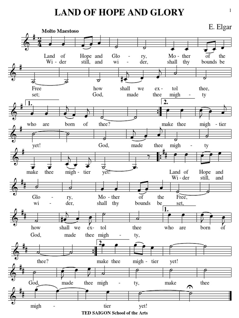 Land of Hope and Glory PDF