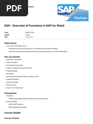 コンピュータ・IT SAP Overview of Functions for Retail SAPRetail Overview | SAP Help Portal