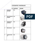 Lista de Equipos y Materiales