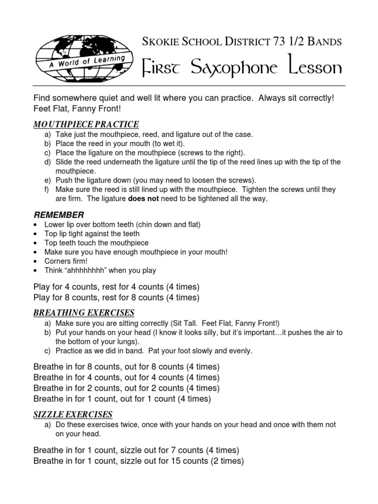 A Comprehensive Guide to the First Saxophone Lesson PDF Musical