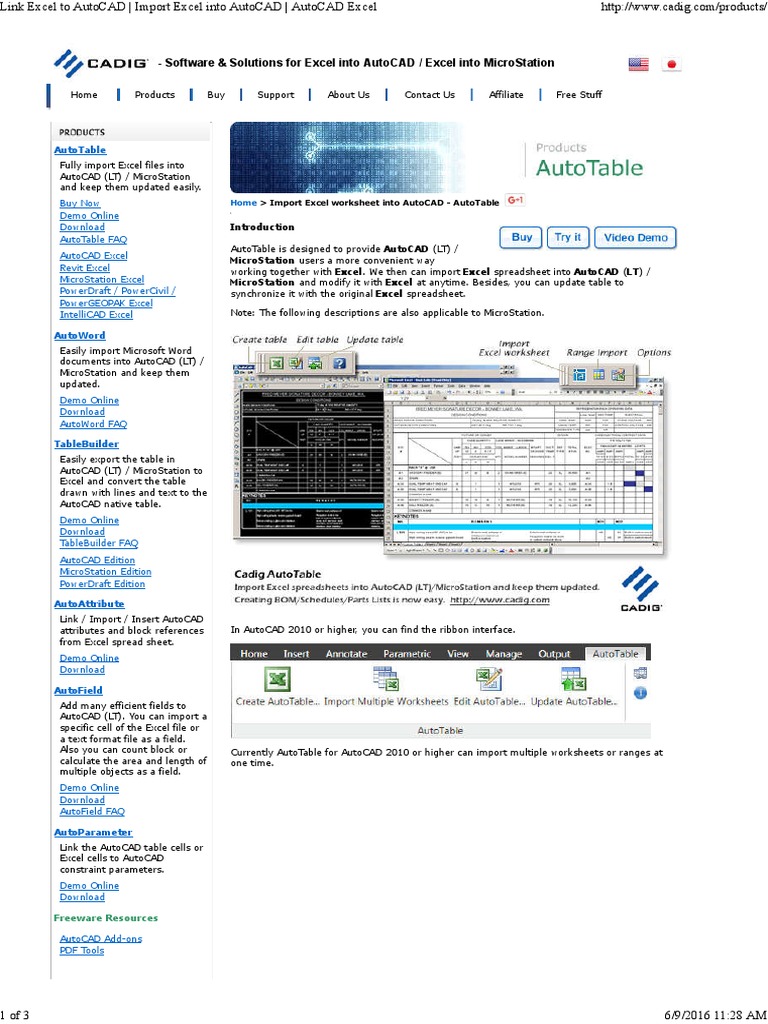 insert excel into autocad