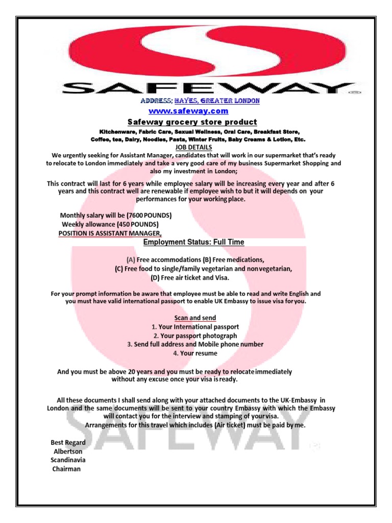 Safeway Job Details PDF