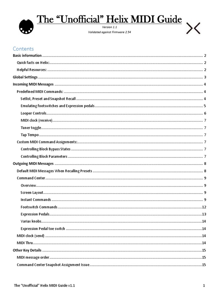 Helix MIDI Guide: Commands & Setup | PDF | Usb | Ios
