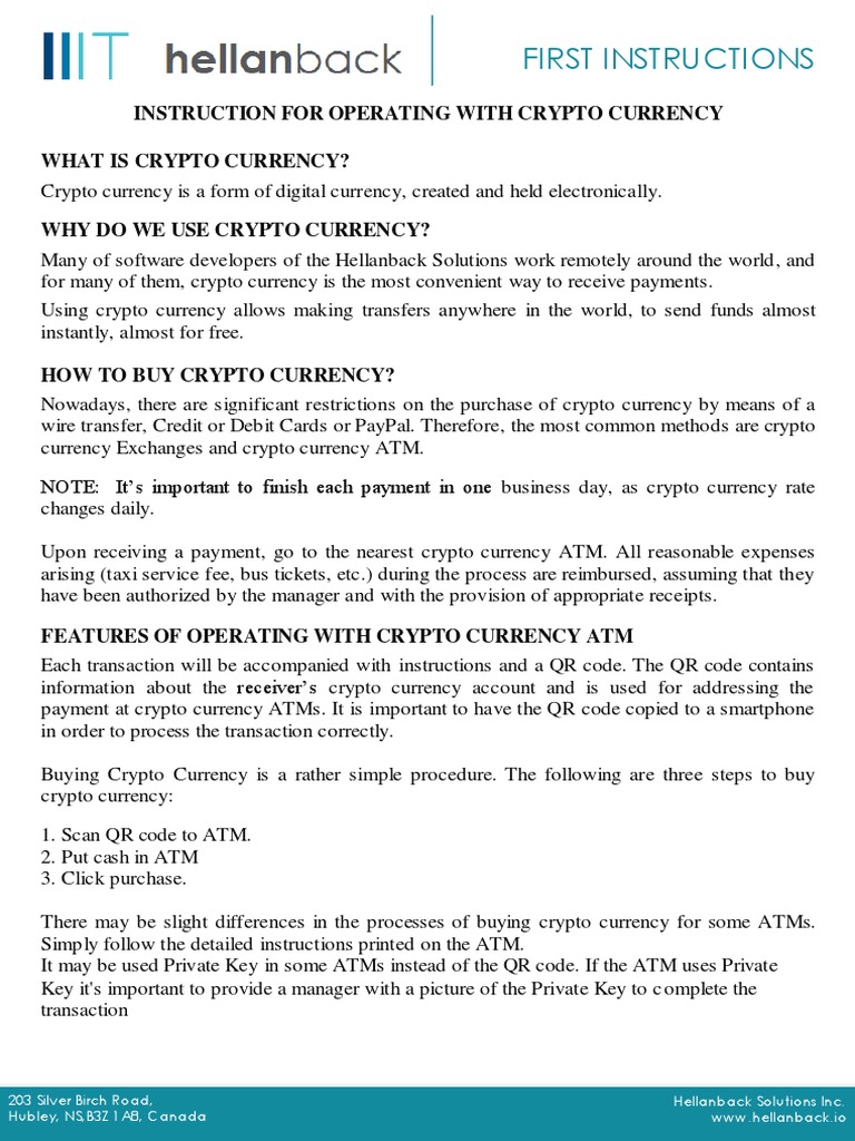 Operating Instructions for Crypto ATMs | PDF