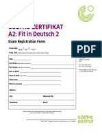 Goethe-Zertifikat A2: Fit in Deutsch 2: Exam Registration Form