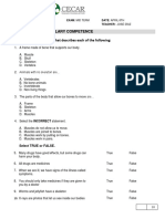 Reading and Vocabulary Competence A. Write Down The Word That Describes Each of The Following