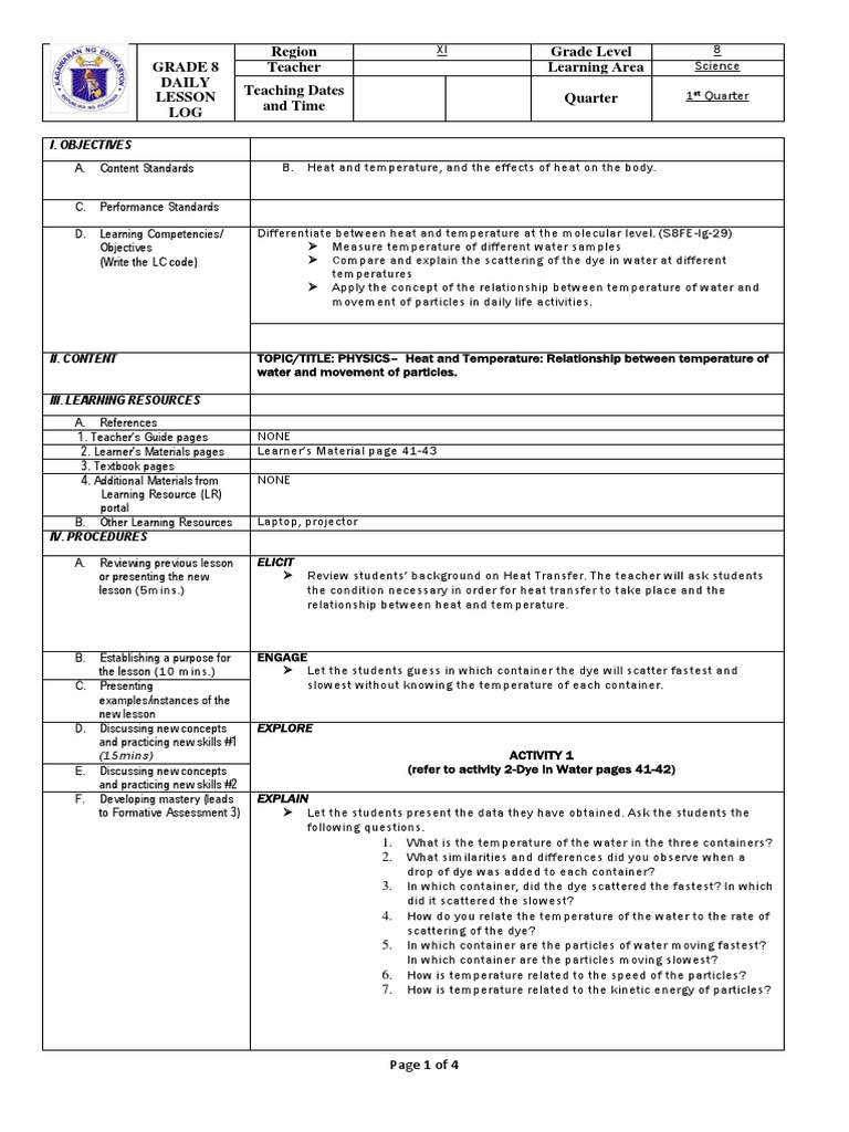 Heat and Temperature Lesson Plan | PDF | Heat | Temperature