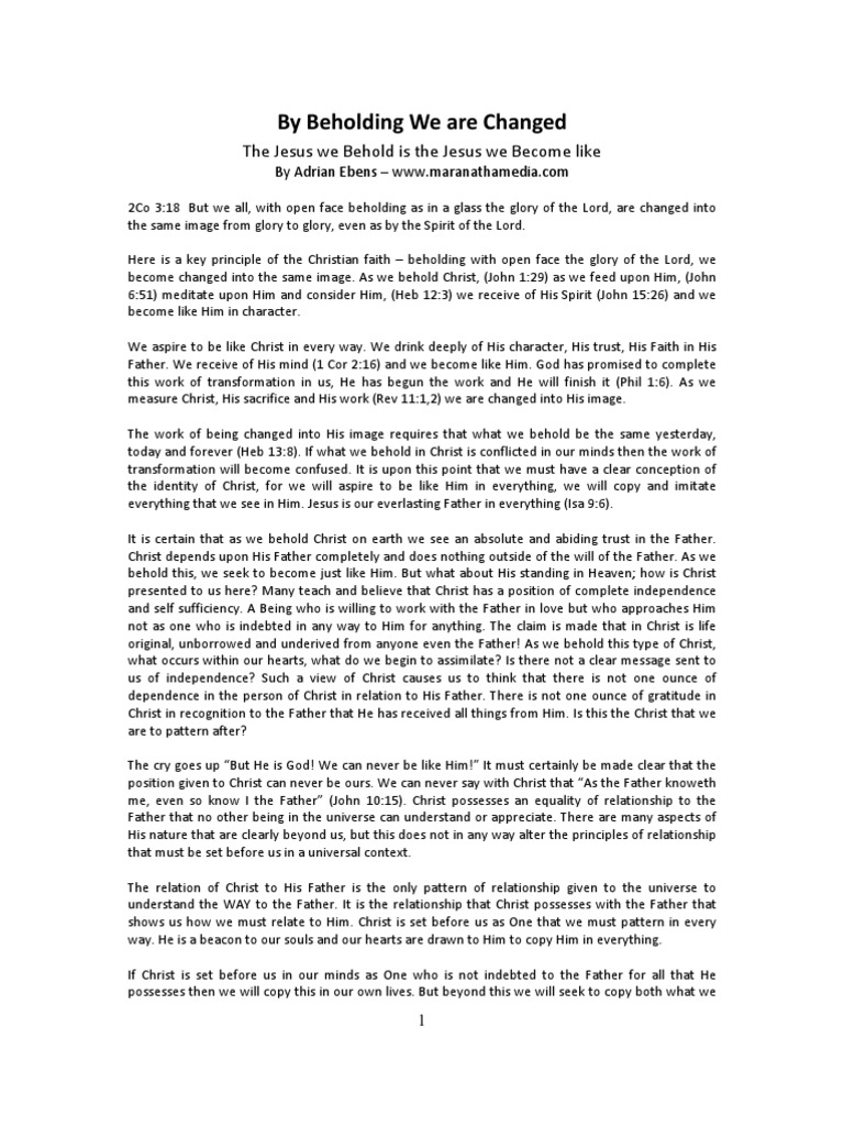 By Beholding We Are Changed | Heaven | Christology