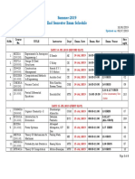 Summer 2019 End Sem Exam Schedule