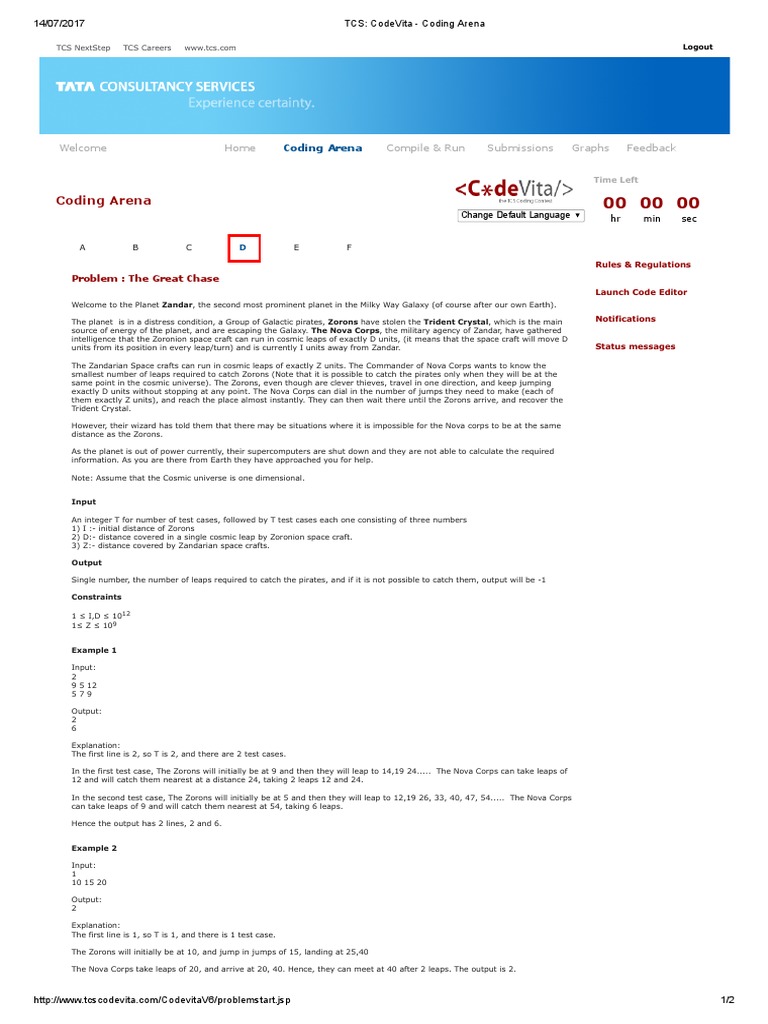 TCS - CodeVita - Coding Arena Round1 D | PDF | Software Engineering ...