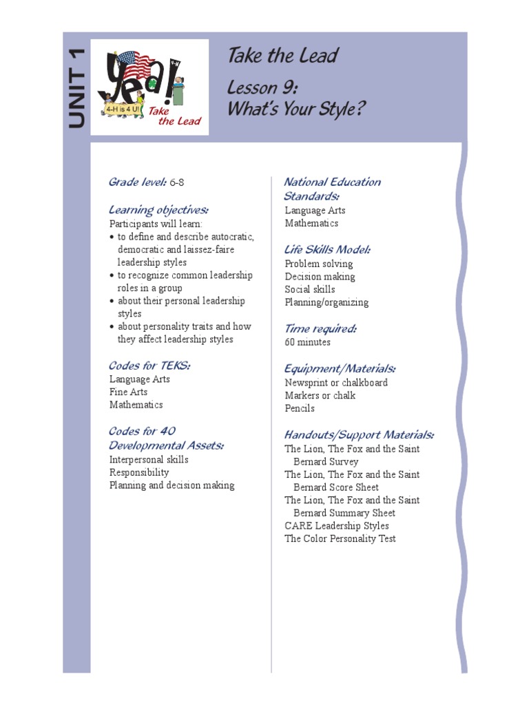 Leadership Styles and Personality Test | PDF | Leadership | Color