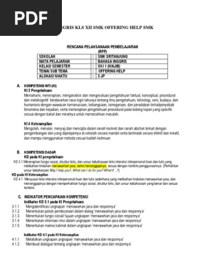 Rpp Bahasa Inggris Kls Xii Smk Offering Help Smk