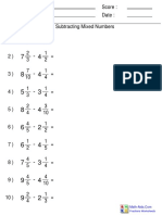 Subtracting Mixed Numbers