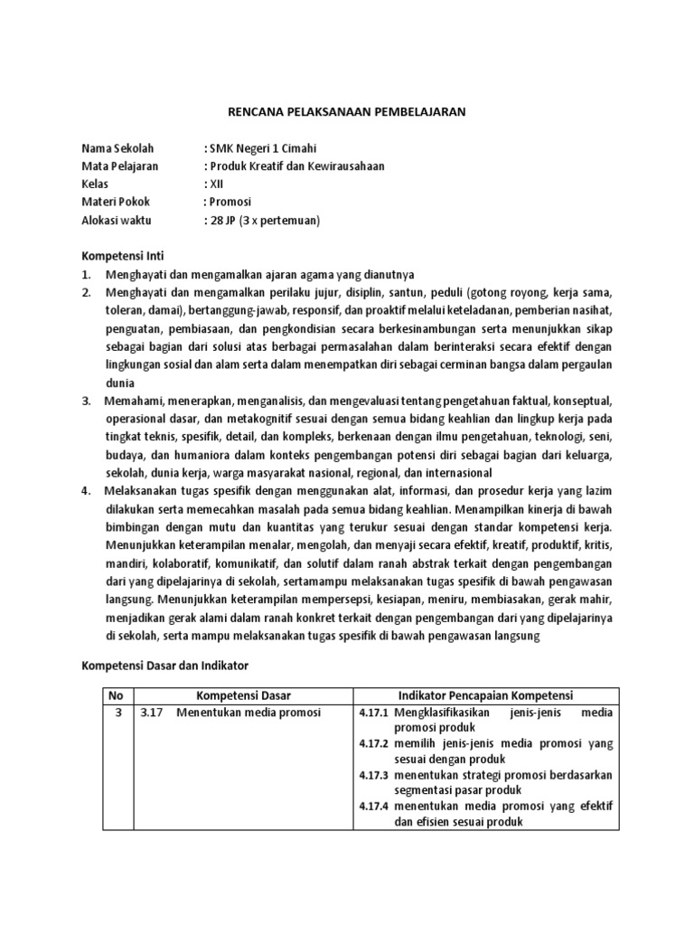 Rpp 10 Pkk Kd 3 17 Promosi Docx