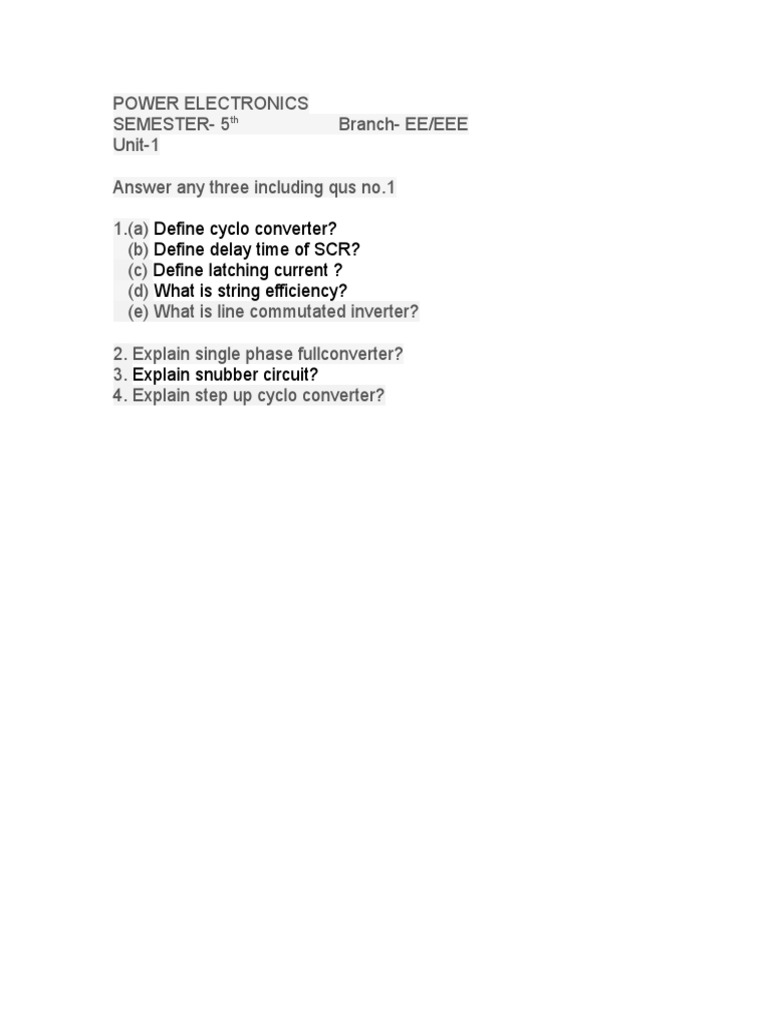 Power Electronics Unit1 PDF