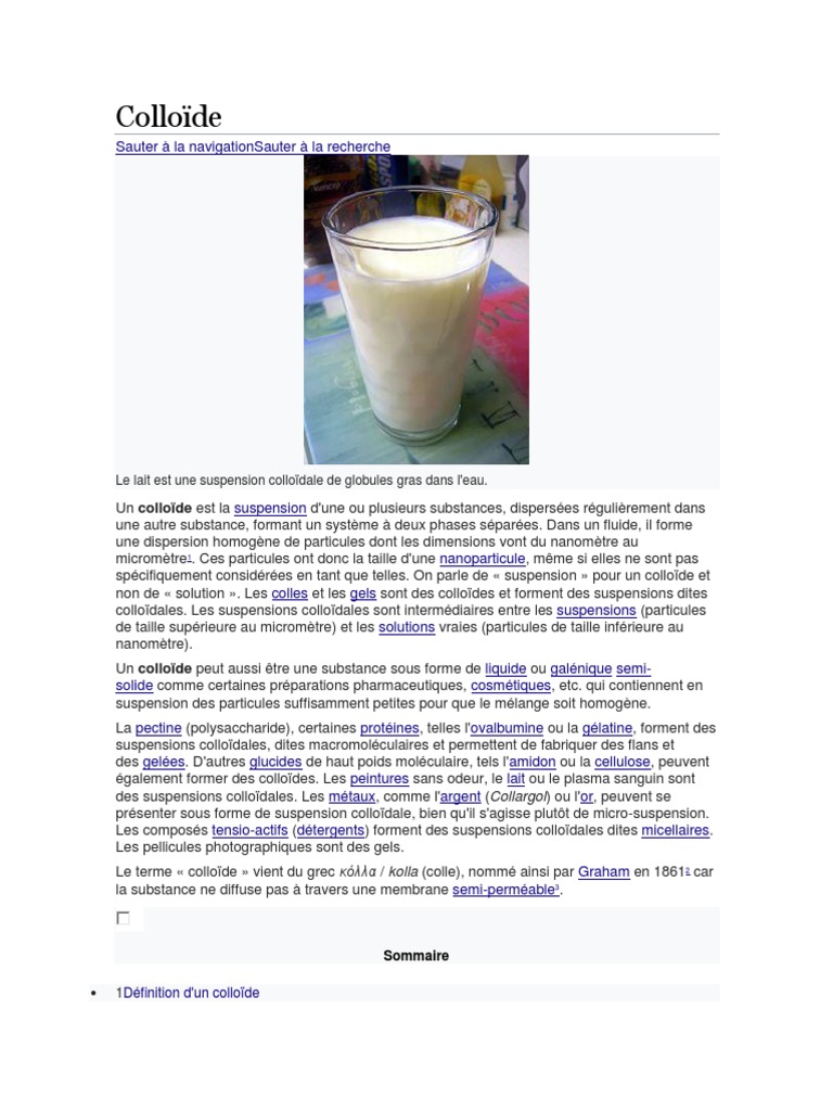 Comprendre les Colloïdes : Définition et Exemples | PDF | Colloïde ...