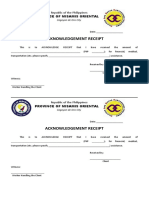 Acknowledgement Receipt: Republic of The Philippines Province of Misamis Oriental