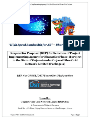 New RFP - Gujarat BharatNet Phase - II - 23rd March 2018 Package A PDF, PDF, Request For Proposal