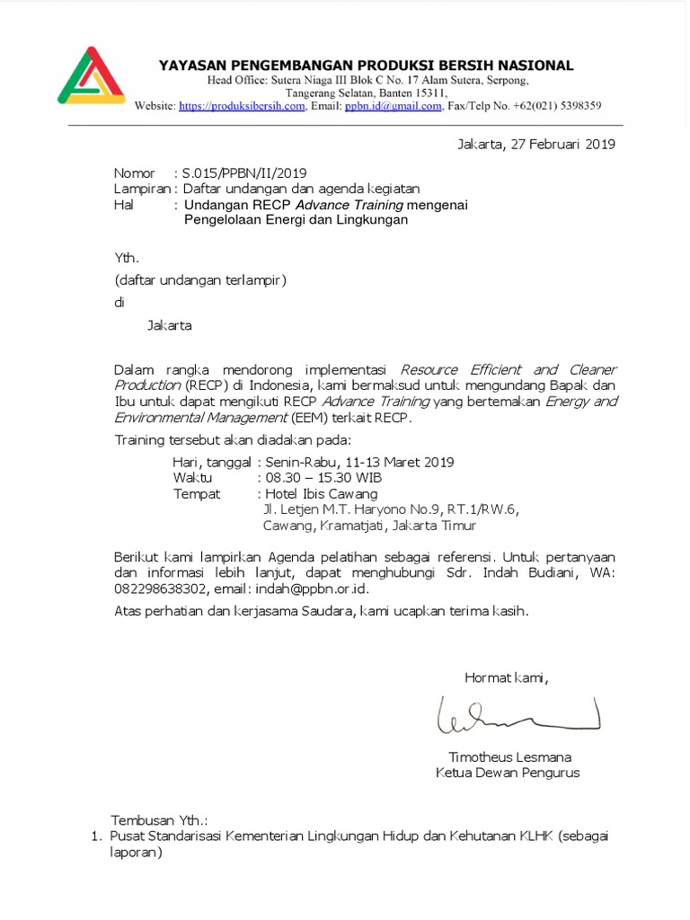 Contoh Undangan Training | PDF