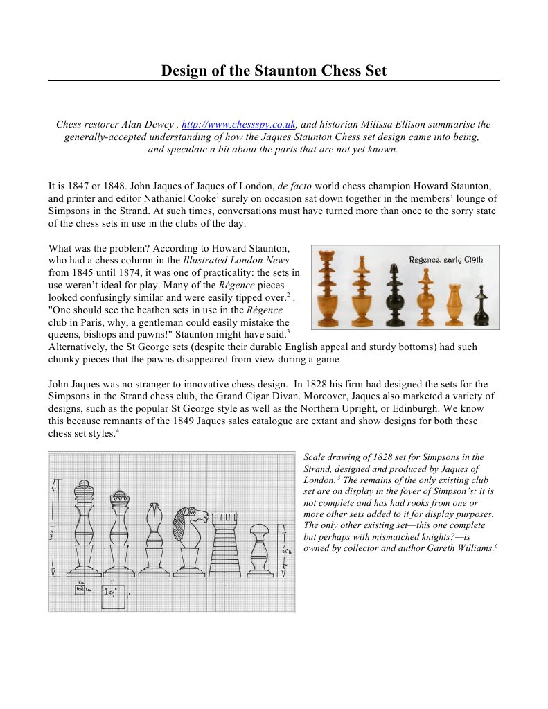 Staunton Chess Set Design (For Jaques of London) | PDF | Business