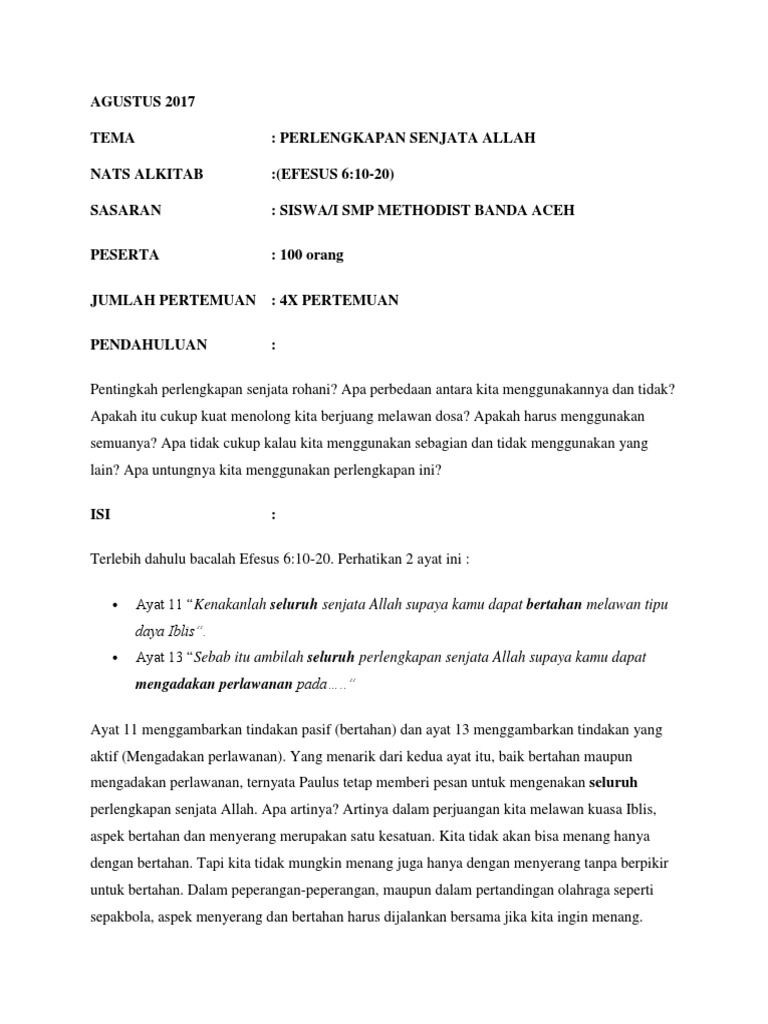 Perlengkapan Senjata Allah dalam Efesus 6 | PDF | Agama & Spiritualitas