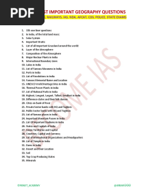 2000+ Geography One Liner Questions