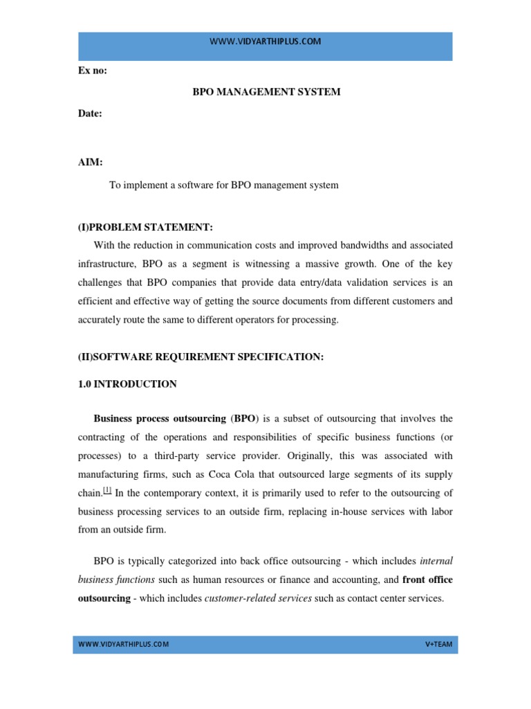 BPO Management System - F PDF | PDF | Business Process Outsourcing ...