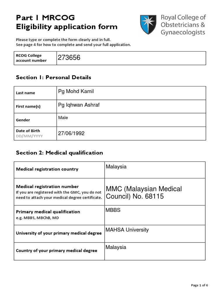Part 1 Eligibility Form Filled | PDF | Information Privacy | Personally ...