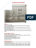 Transformer Testing Procedure: Specifications