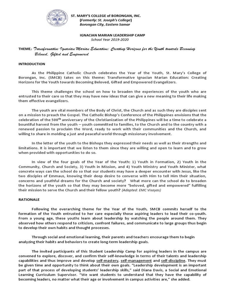 Student Leadership Camp | PDF | Leadership | Catholic Church