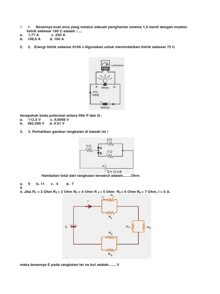 Soal Listrik Dinamis Kelas 9 dan 12 | PDF | Metode & Bahan Ajar | Sains ...