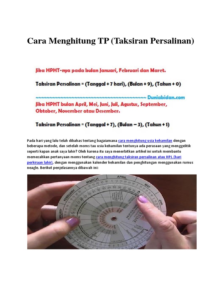 Cara Menghitung Tp Taksiran Persalinan