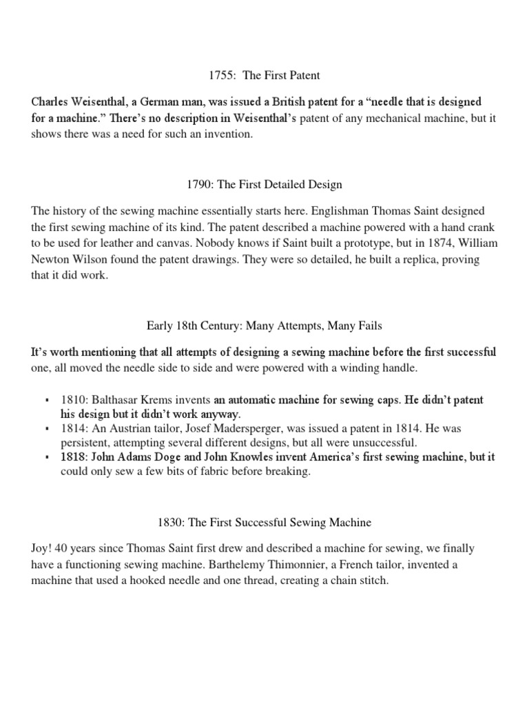 History of The Sewing Machine PDF Sewing Machine Sewing