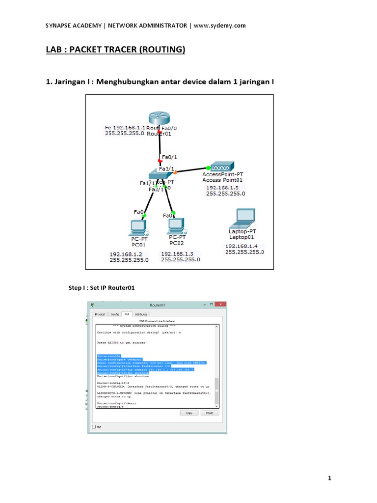 Packet Tracer Routing Guide | PDF | Router (Computing) | Ip Address