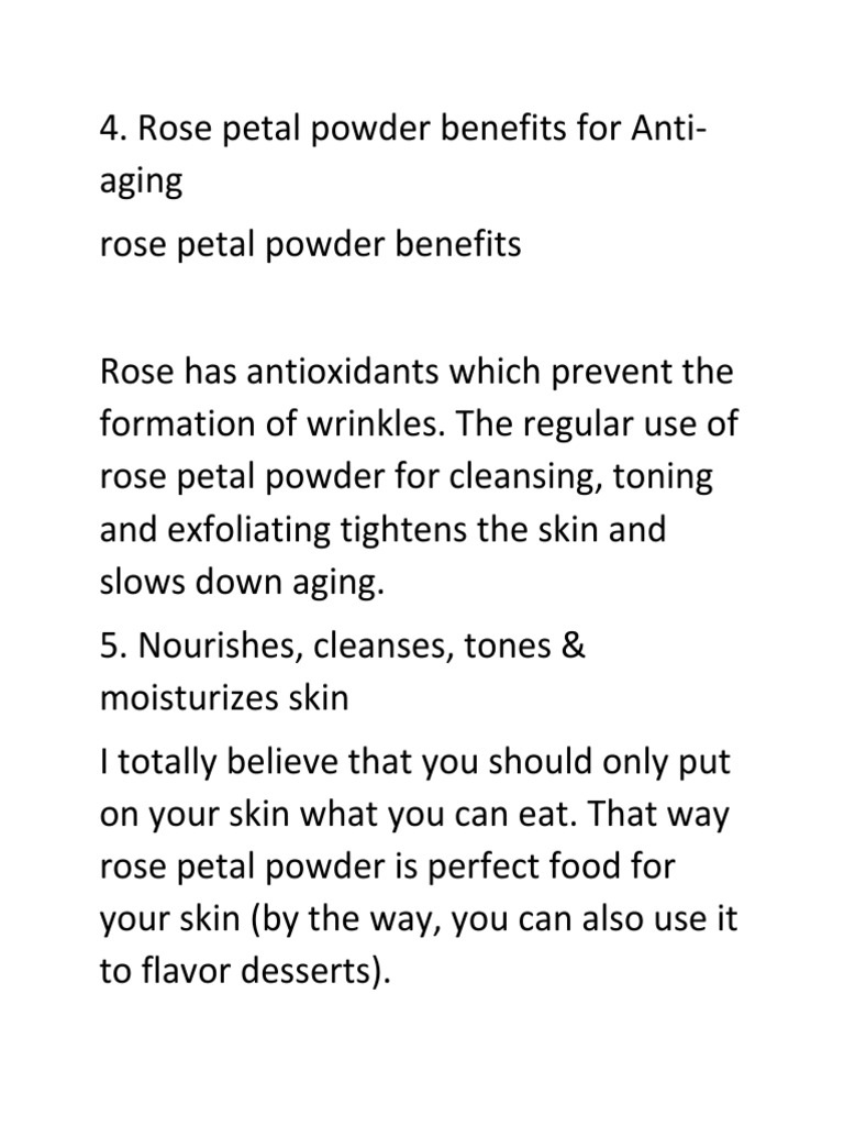 Rose Petal Powder Benefits PDF Rose Skin