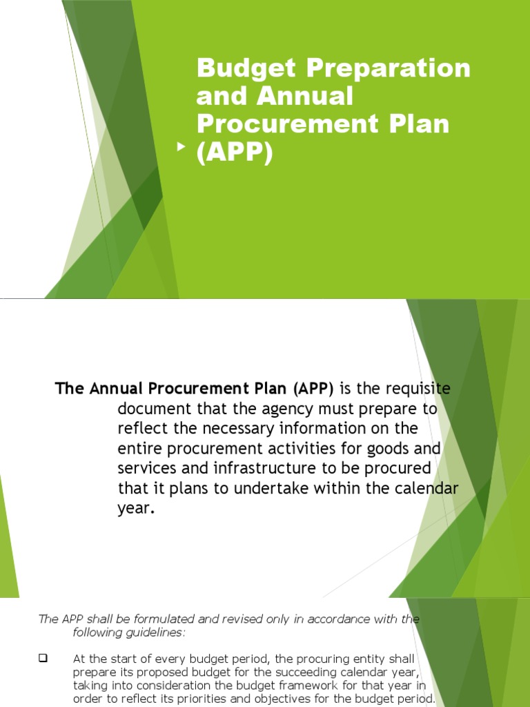 Budget Preparation and Annual Procurement Plan (APP) | PDF ...