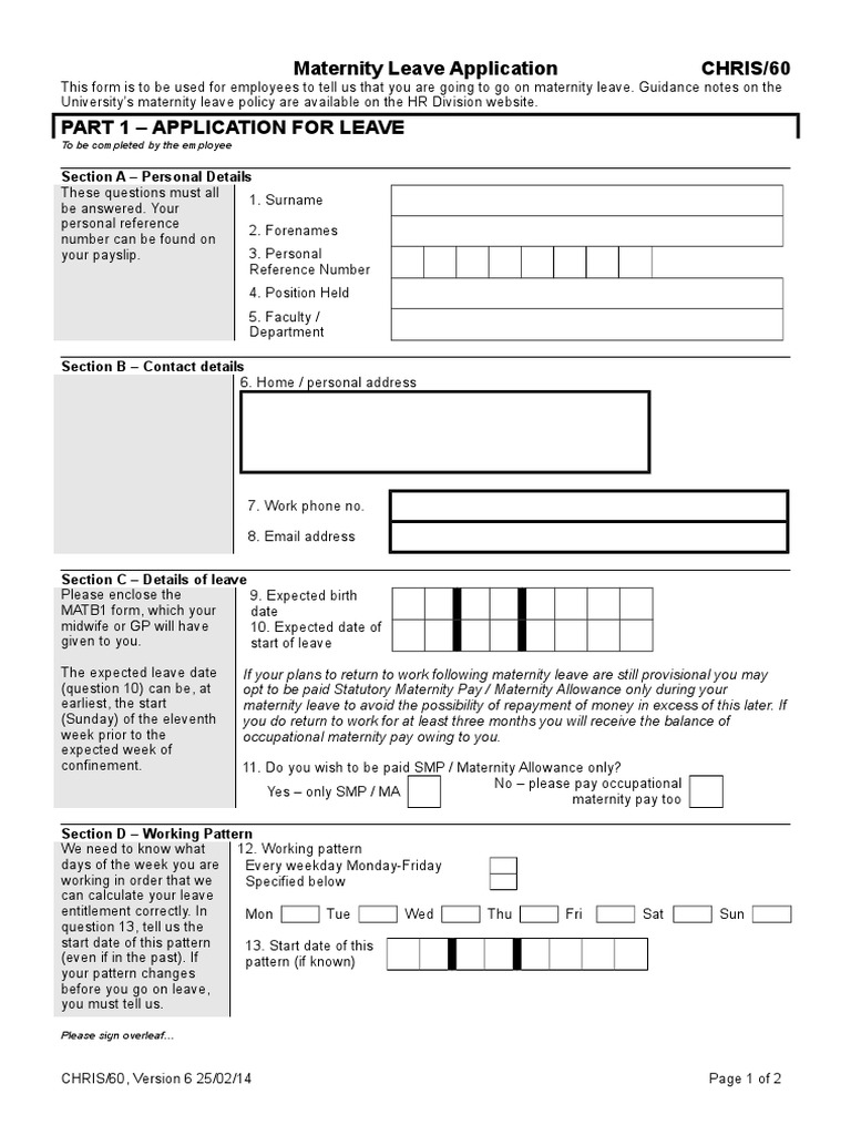 Maternity Leave Application Form Guide | PDF | Parental Leave | Business