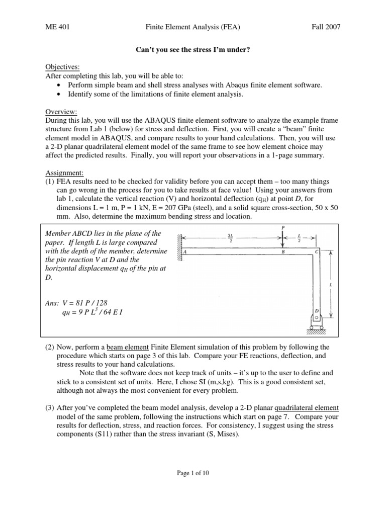 ABAQUS Tutorial | PDF | Finite Element Method | Beam (Structure)
