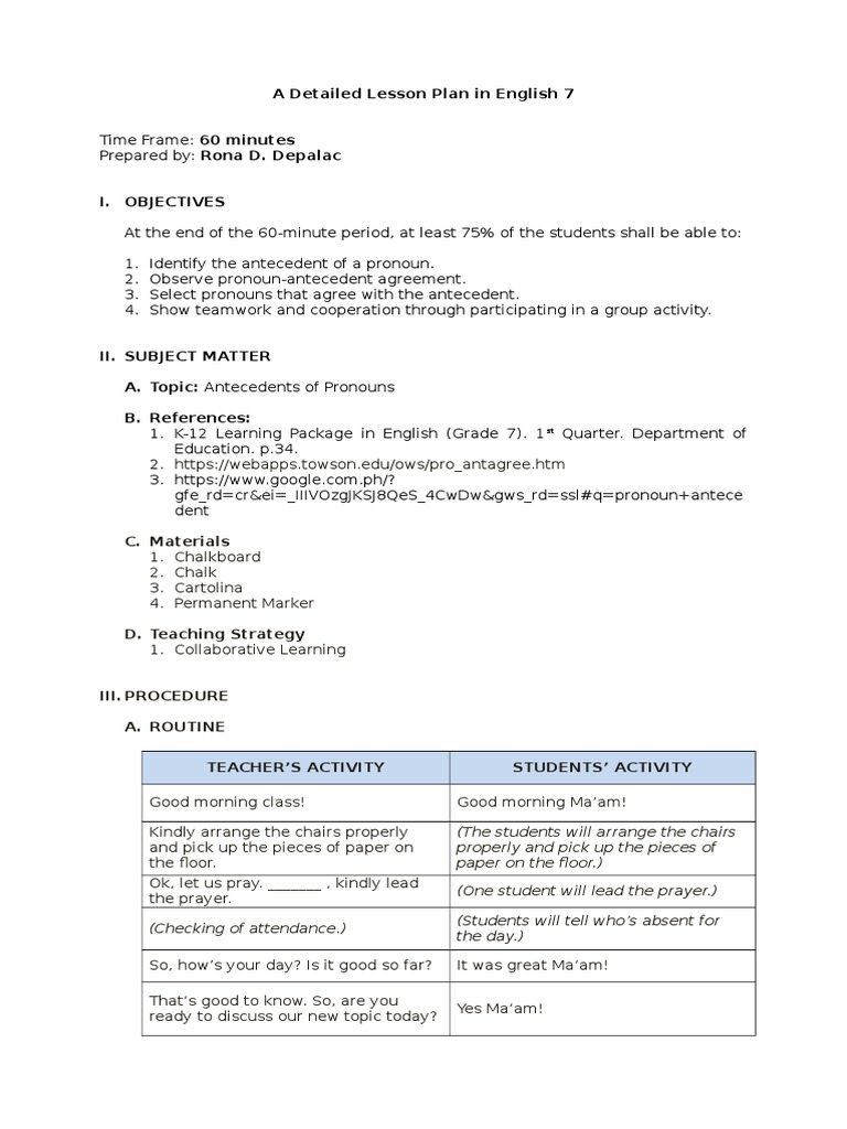 creative writing lesson plan grade 11