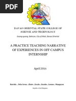 A Practice Teaching Narrative of Experience in Off Campus Internship