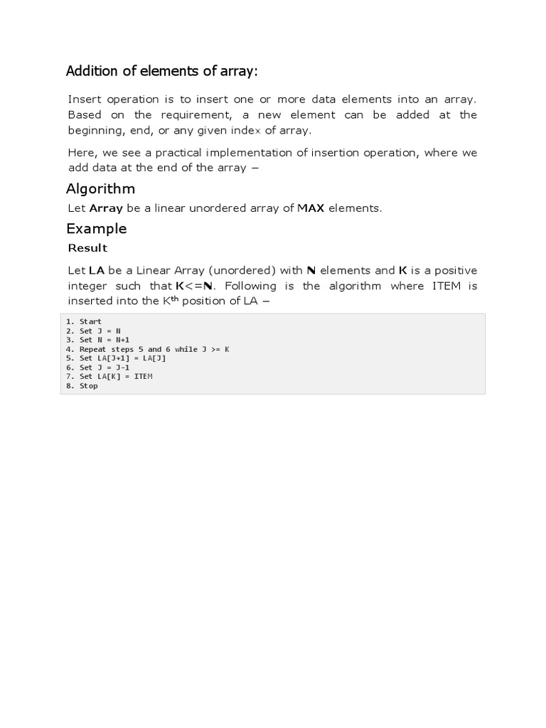 Addition of Elements of Array | PDF