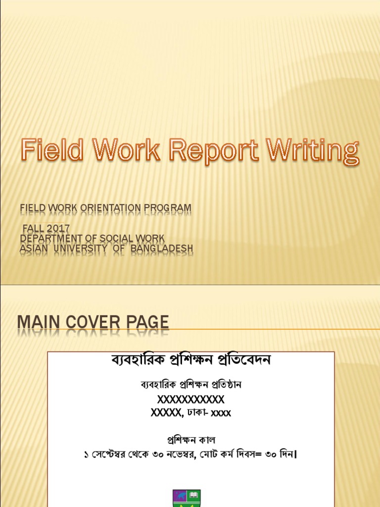 Field Work Report Writing PDF