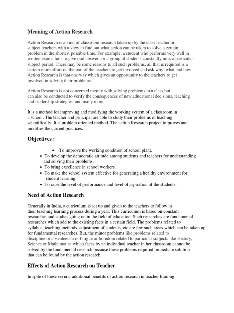 Action Research File B Ed Action Research Teachers
