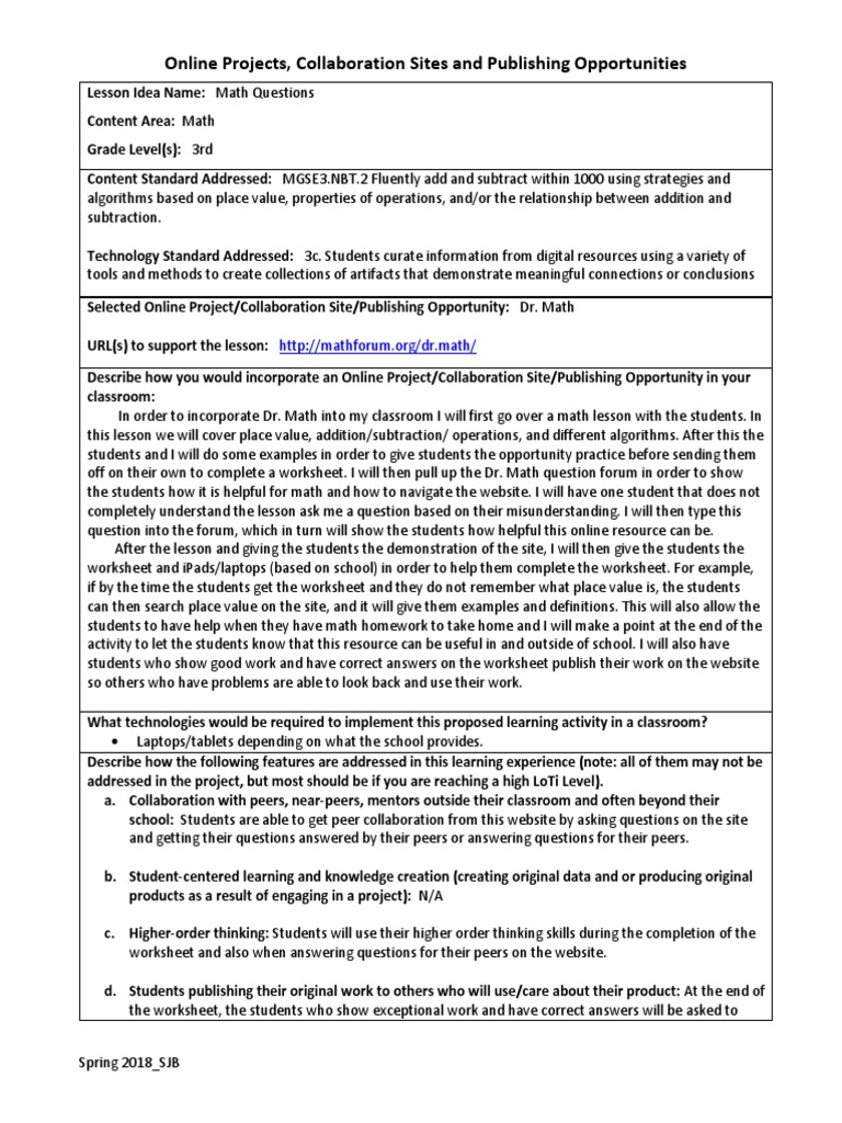Online Learning Project Lesson | PDF | Worksheet | Learning