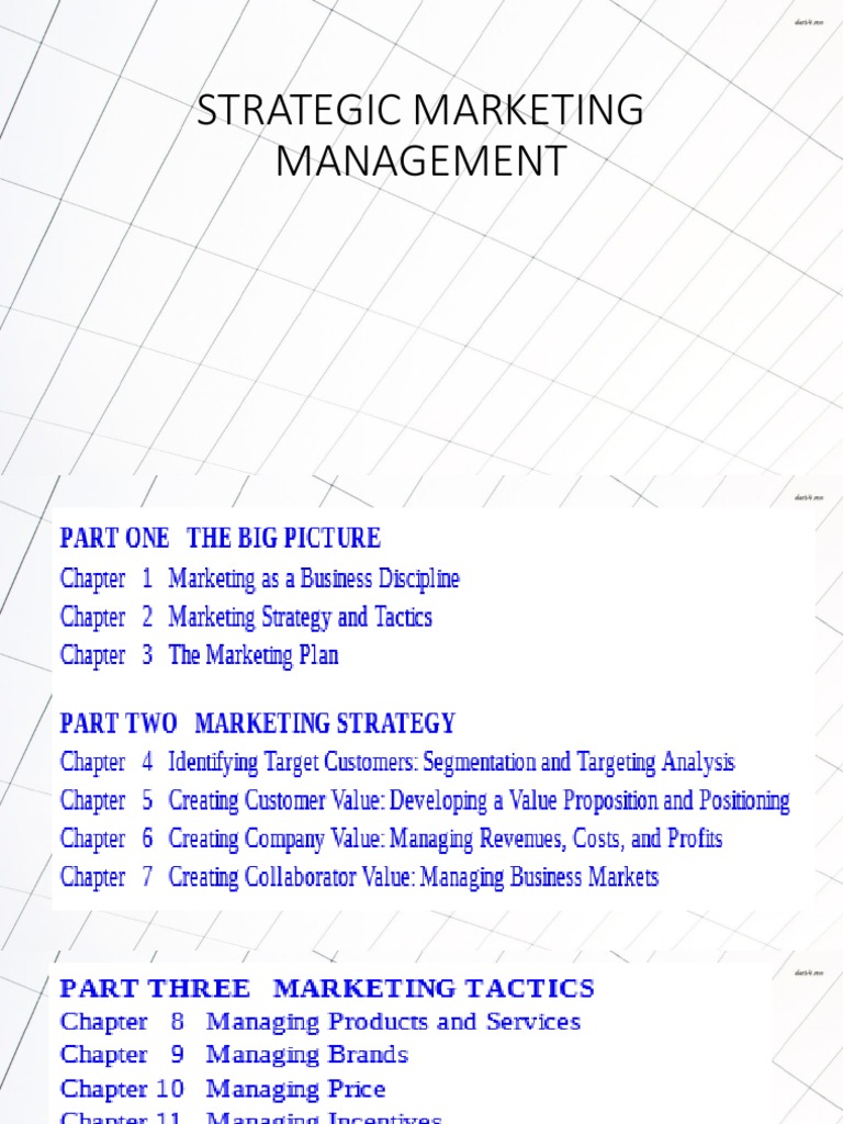 Strategic Marketing Management Overview | PDF | Sales | Marketing
