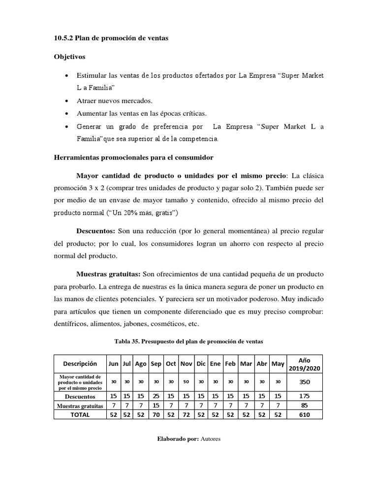 Plan de Promocion de Ventas | PDF | Mercado (economía) | Marketing