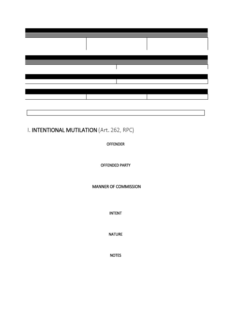 Article 262: Intentional Mutilation Law | PDF